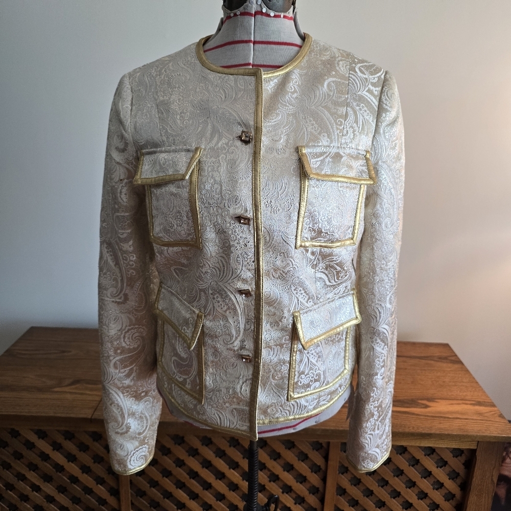 Cache Jacket - Early 80s Vintage Cream & Gold Brocade Jacket​